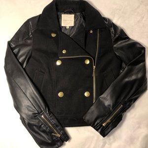 Copper Key jacket with leather sleeves